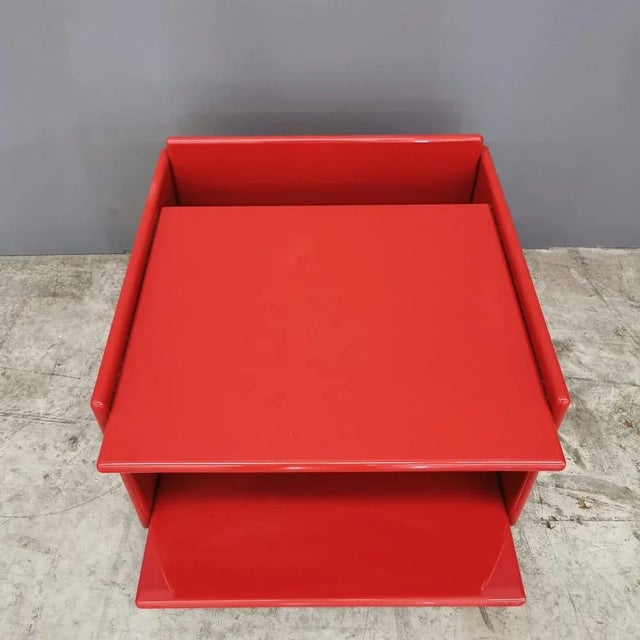 Paint Bedside Tables in Rosso Lacqued Wood by Kazuhide Takahama, 1970s, Set of 2 For Sale - Image 7 of 11