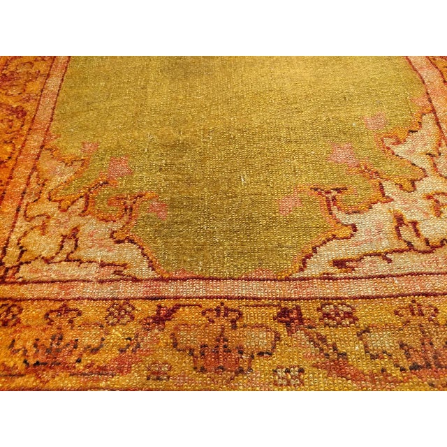 Antique Turkish Oushak Area Rug, Hand-Knotted Wool, Chartreuse, 1900s, 4' x 6' For Sale - Image 13 of 14