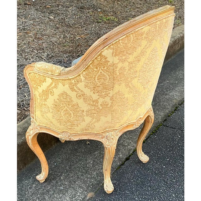 French Italian Carved & Cerused Pine French Louis XV Style Barrel Tub Chairs - Pair For Sale - Image 3 of 16