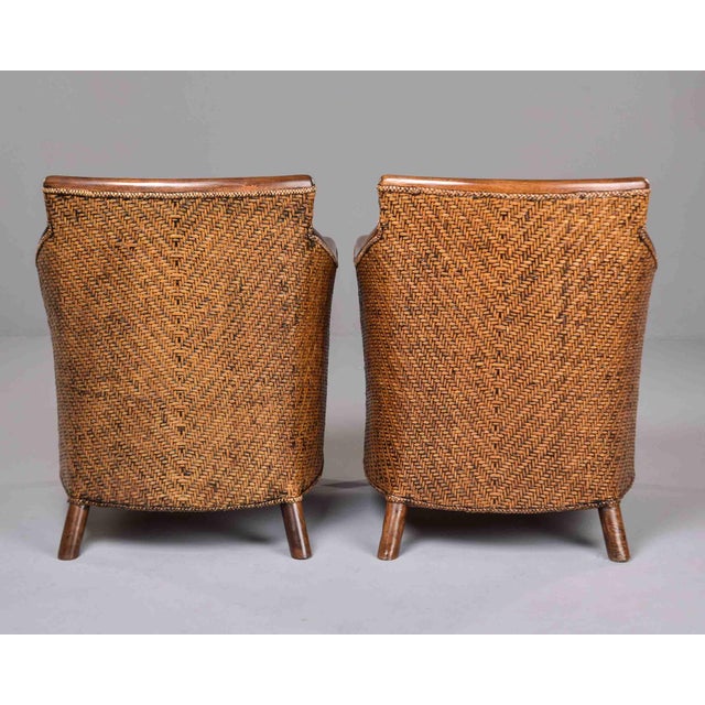 1950s Vintage French Rattan Arm Chairs With New Cushions - Pair For Sale - Image 5 of 12