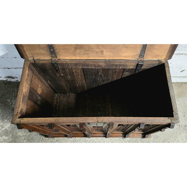 Antique Neo-Gothic Style Carved Oak Chest, 1800s For Sale - Image 6 of 11