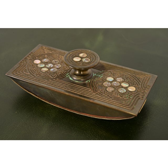 Tiffany Studios New York Bronze and Abalone Rocker Blotter For Sale - Image 11 of 11