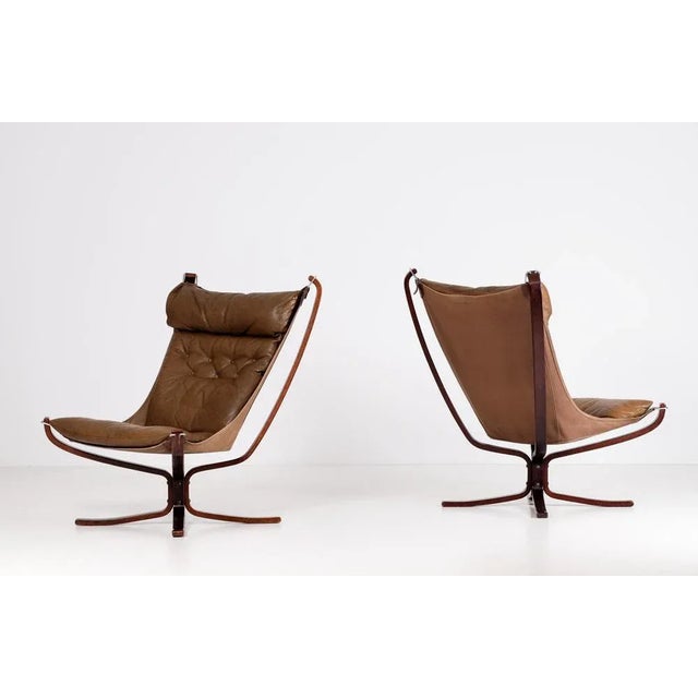 Brown Set of Falcon Easy Chairs attributed to Sigurd Resell, Norway, 1970s For Sale - Image 8 of 11