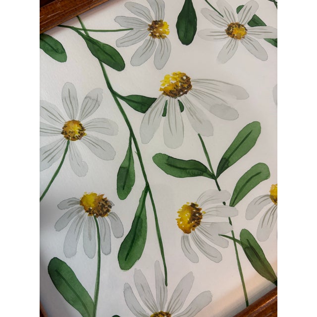 Bright, cheerful, and full of movement, this botanical piece features whimsical white daisies swirling gracefully across...
