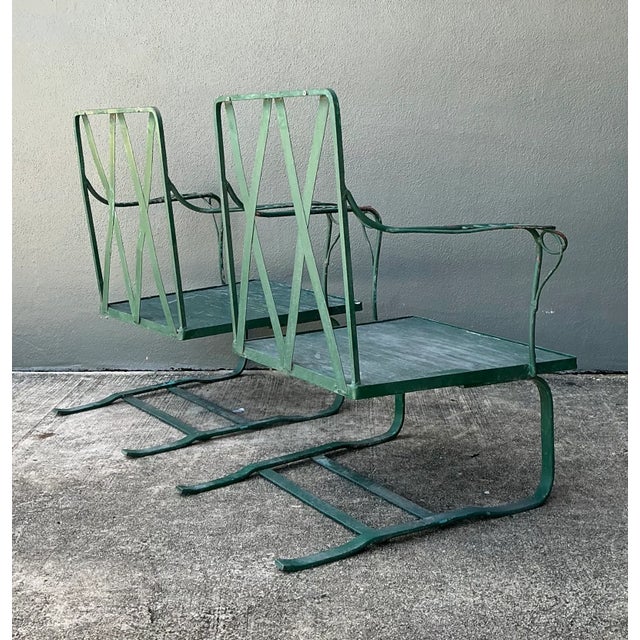 Wood Vintage Sculptural Iron Springer Lounge Chairs - A Pair For Sale - Image 7 of 16