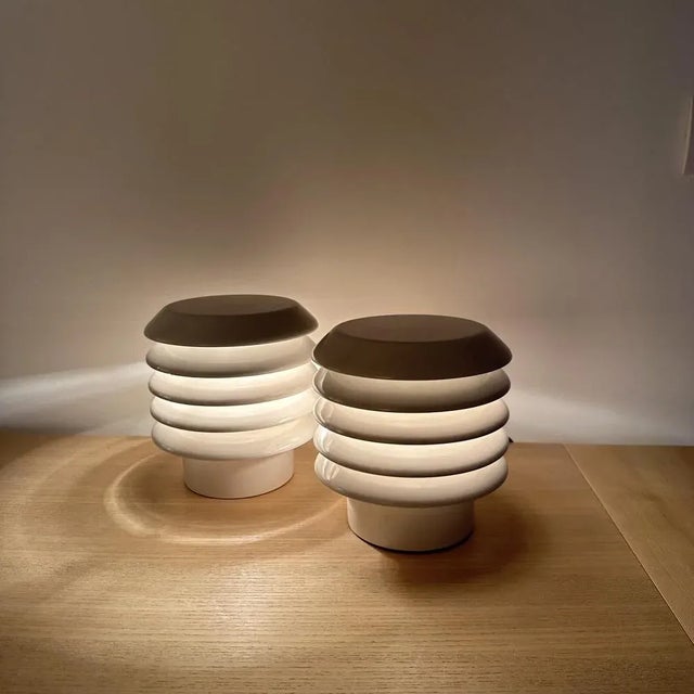 Stove Table Lamps by Elio Martinelli for Martinelli Luce, 1972, Set of 2, in Very Good conditions. Designed 1970 to 1979...