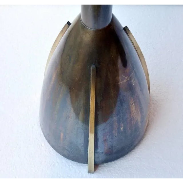 1930s Large Art Deco Brass Candle Holder For Sale - Image 5 of 6