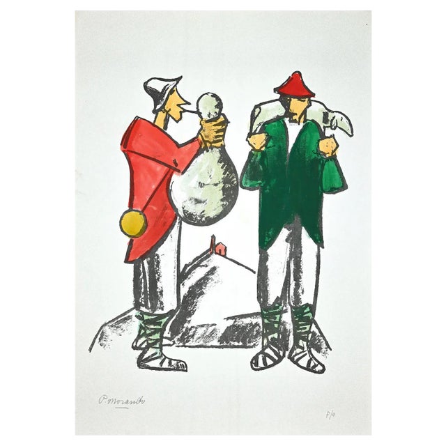 Pietro Morando, Shepherd, Original Lithograph, 1960s For Sale
