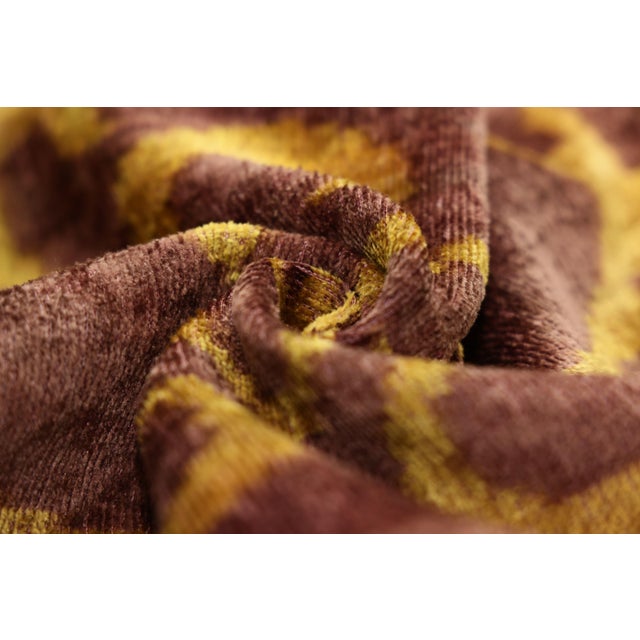 Copper Hand-Knotted Ochre & Mahogany Ikat Lumbar Pillow - 16x24 Organic Dyed For Sale - Image 8 of 8