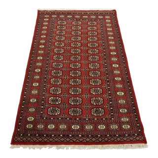 Bokhara Rug 4’1” X 6’5” Red Wool Tribal Hand-Knotted Oriental Carpet For Sale