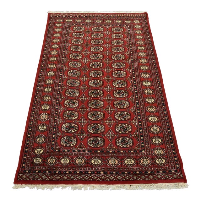 Bokhara Rug 4’1” X 6’5” Red Wool Tribal Hand-Knotted Oriental Carpet For Sale