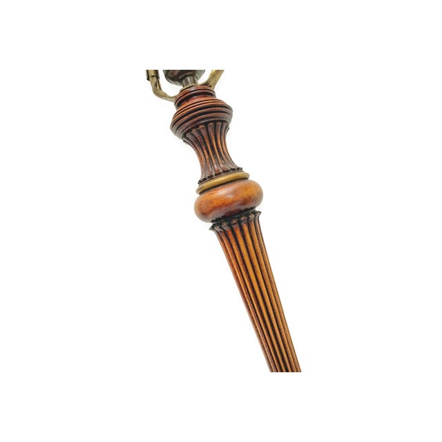 Neo-Classical Fluted Walnut Table Lamp on an Oval Base, 1940s For Sale - Image 11 of 18