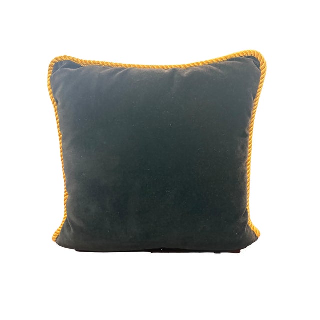 A striking vintage decorative pillow featuring an authentic Salvatore Ferragamo printed textile, identified by the ©...