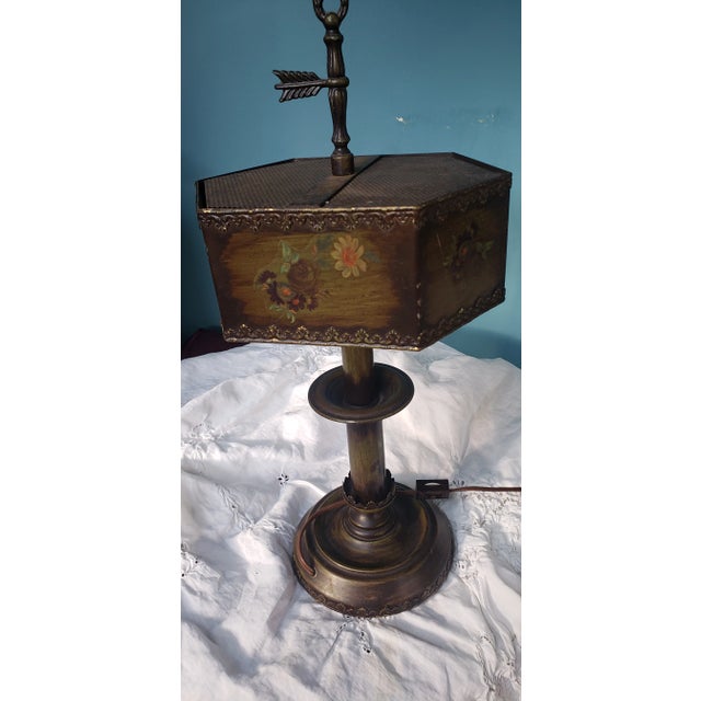 Antique Vintage Tole Lamp For Sale In Indianapolis - Image 6 of 11