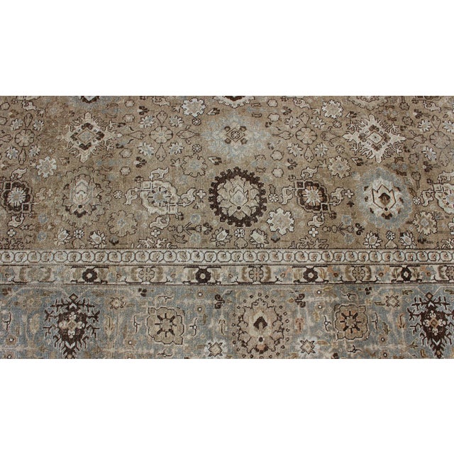 Antique Persian Tabriz Rug in Mocha, Camel, Brown, Gray and Light Blue 9'3 X 13 For Sale - Image 12 of 14