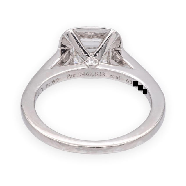Early 21st Century TIffany & Co. Platinum Legacy .98ct Center Cushion Diamond Engagement Ring, Size 3.25 For Sale - Image 5 of 10