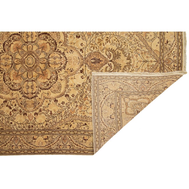 Handmade Vintage Sivas Beige Wool Rug Features a Medallion Motif For Sale - Image 4 of 10