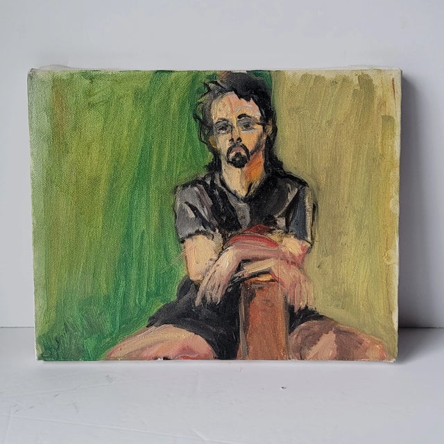 "Man With Goatee and Glasses No 2" Expressionist Portrait Oil Painting by Rosemary Rabut For Sale In Philadelphia - Image 6 of 6