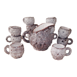 1970s c.a.s. Vietri Fat Lava Ceramic Mug and Pitcher Set, 12 Pieces