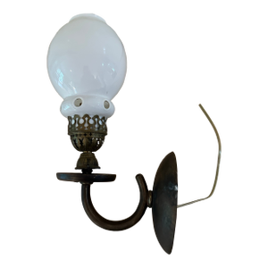 Vintage Brass Wall Sconce With Vintage Gas Shade