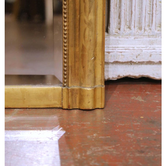 Wood 19th Century French Louis Philippe Giltwood Mantel Mirror With Carved Crest For Sale - Image 7 of 8
