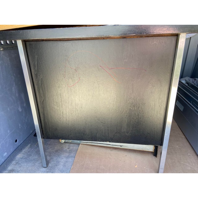 Vintage Mid Century Florence Knoll Double Pedestal Executive Desk Chrome Wood For Sale - Image 12 of 12