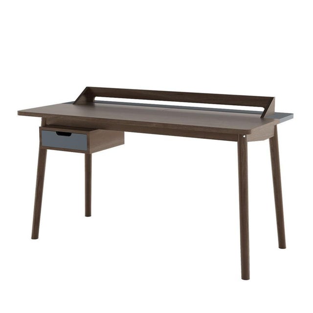 Contemporary Slate Grey Honoré Desk in Natural Walnut by Harto For Sale - Image 3 of 7