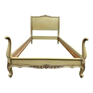 Vintage Twin Size French Provincial Louis XV Style French Bisque Cream Bed