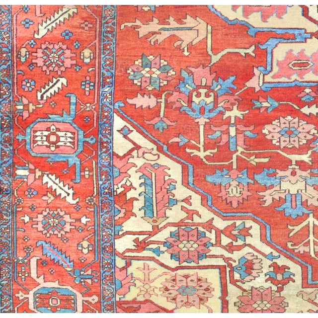 Traditional Antique Persian Serapi Rug 10’4” X 12’0" For Sale - Image 3 of 18