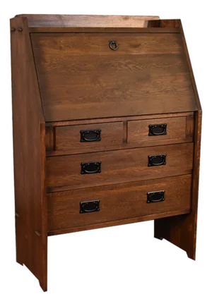 Arts and Crafts Mission Solid Oak Secretary Desk - Dark Brown