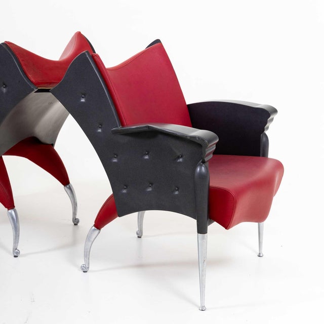 A pair of Maletak armchairs designed by Bořek Šípek for the Italian Maletti manufactory in 1992. These armchairs exude a...