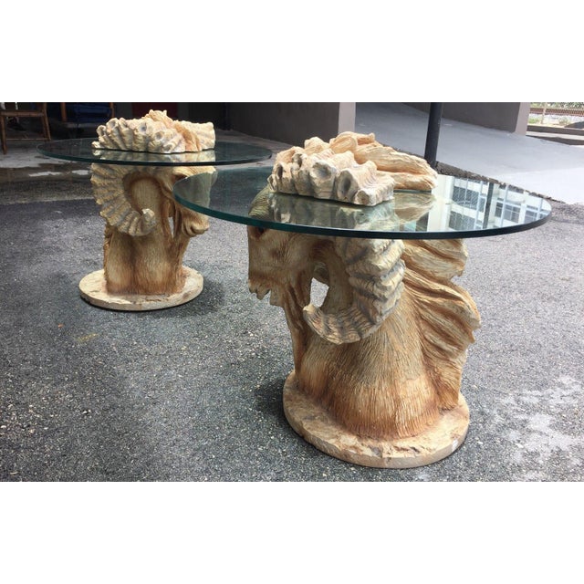 Mid-Century Modern Pair of Mod Zodiac Ram's Head Tables For Sale - Image 3 of 9