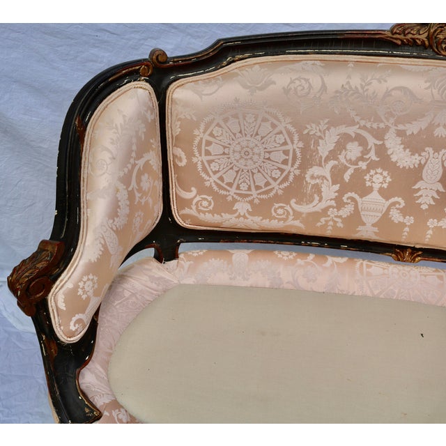 Vintage French Settee With Cabriole Legs & Without Seat Cushion For Sale In Charlotte - Image 6 of 6