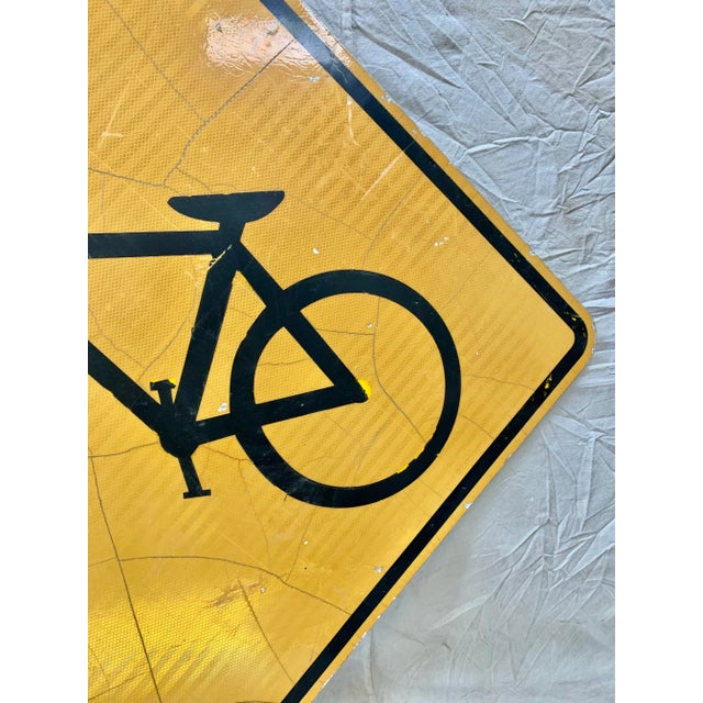 Metal Vintage Reflective Bicycle Road Sign For Sale - Image 7 of 12