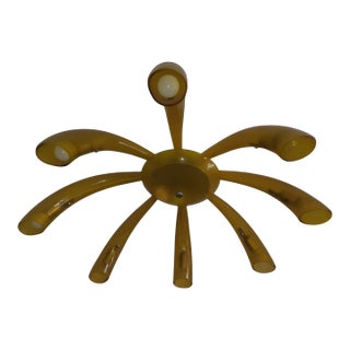 Late 20th Century Amber Murano “Medusa” Glass Flush-Mount Ceiling Light - With 8 Organic Arms, Italy 1970s–1990s. For Sale