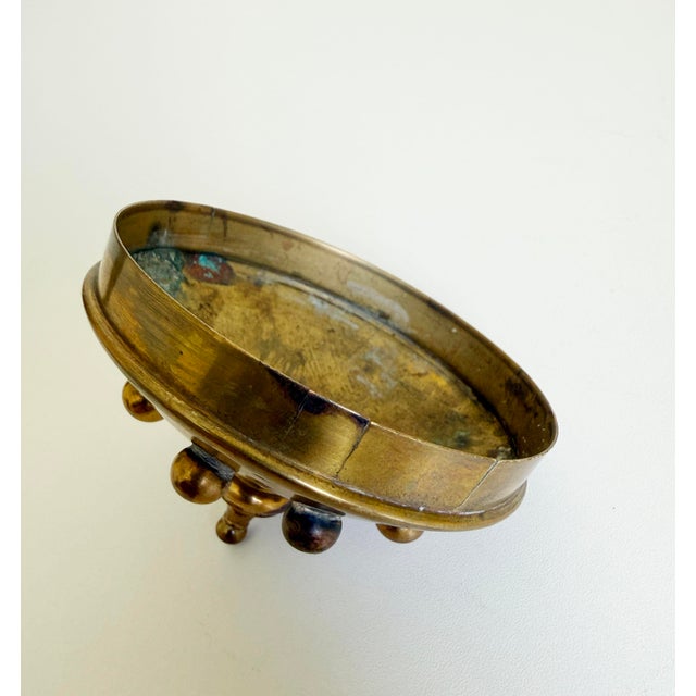 Metal Vintage Studded Brass Orb Box For Sale - Image 7 of 9