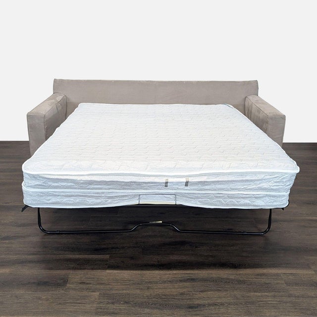 Modern Room & Board Gray Fabric Sleeper Sofa With Pull-Out Mattress For Sale - Image 3 of 12