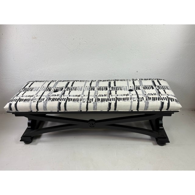 Mid-Century Vintage Empire Inspired Newly Upholstered Bench For Sale - Image 9 of 12