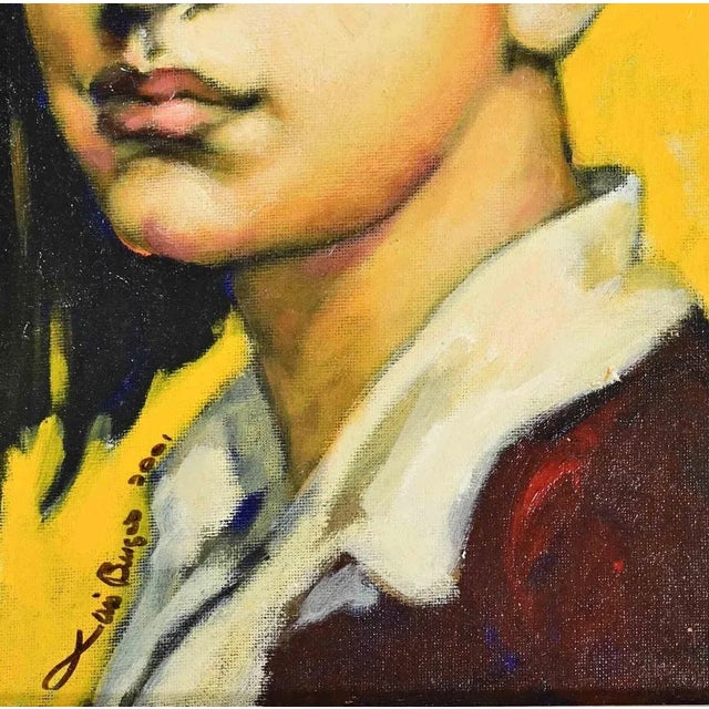 Contemporary Luis Burgos, Portrait of a Girl, Oil on Canvas, 2001 For Sale - Image 3 of 5