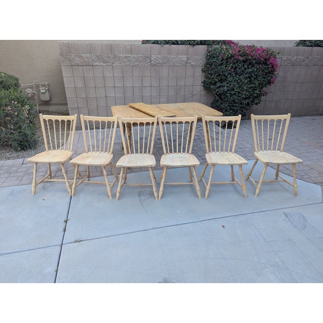 1970s Unfinished Pennsylvania House Table & 6 Chairs 1970s For Sale - Image 5 of 12