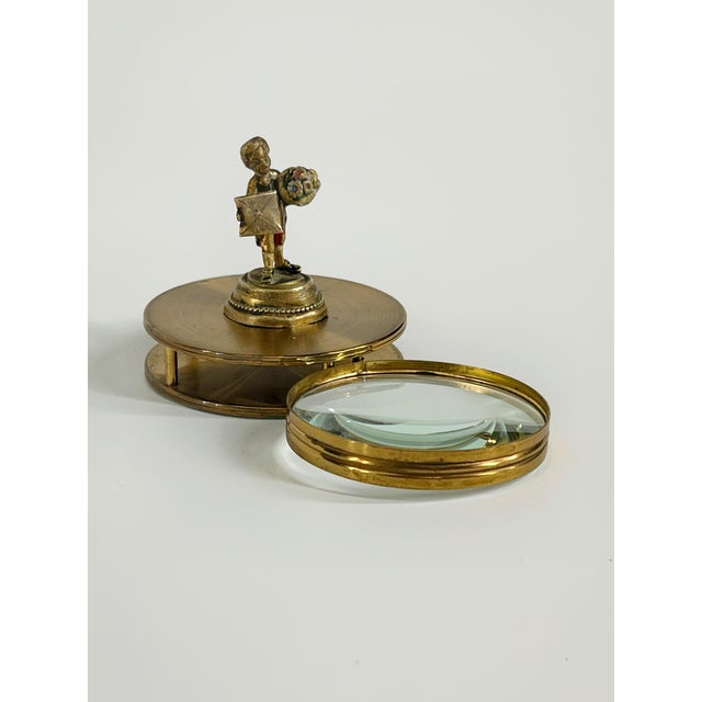 Vintage Brass Magnifying Glass Paper Weight For Sale In Atlanta - Image 6 of 11