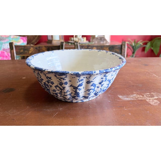 Antique American Blue & White Spongeware Bowl, Circa 1890–1900 For Sale - Image 14 of 14
