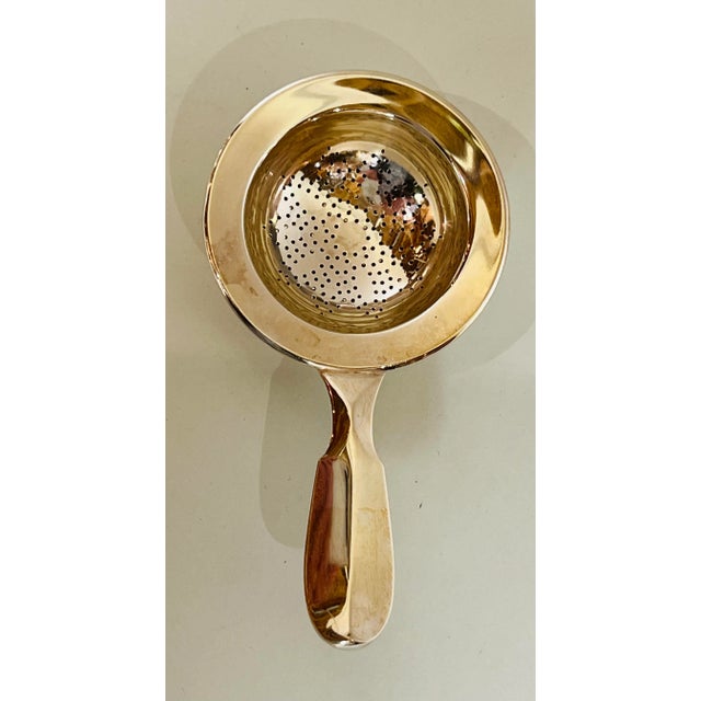 Raised Rat Tail Tezler 800 Sterling Silver Tea Strainer and the Waste Cup a Set For Sale - Image 4 of 8