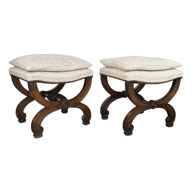 Pair of French Classical Style Benches / Footstools For Sale