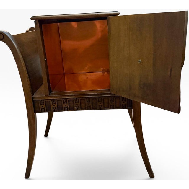 Vintage Art Deco Neoclassical Mahogany Copper-Lined Humidor Magazine Side Table For Sale - Image 12 of 18