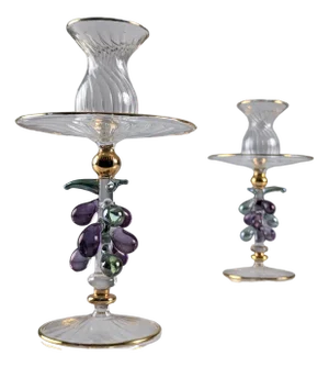 Vintage Candleholders in Venetian Glass and Gold, 1950s, Set of 2