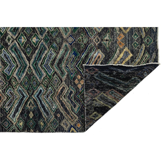 African Modern African-Inspired Tulu Rug – Geometric Tribal Zig-Zag Hand-Knotted Wool For Sale - Image 3 of 11