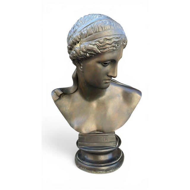 Greek Style Bust of Athena, Late 20th Century, Bronze For Sale - Image 6 of 7