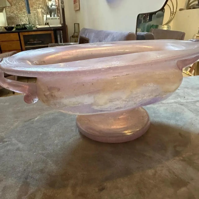 1970s Pink Scavo Murano Glass Oval Bowl by Cenedese For Sale - Image 12 of 15