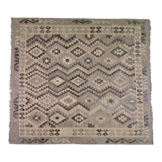 Afghan Navajo Style Flatweave Kilim Wool Rug, 7'1''x7'9'' For Sale